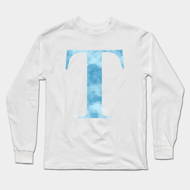 Clouds Blue Sky Initial Letter T Long Sleeve T-Shirt by withpingu